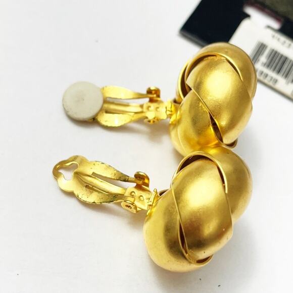 Anne Klein Vintage Brushed Gold Spiral Clip Earrings - Picture 5 of 5